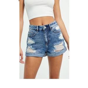 กางเกงขาสั้นผ้ายีนส์แบบรัดรูปเอวสูงของผู้หญิง2024ฤดูร้อนกางเกงซักสบายขาด - Product Image 5