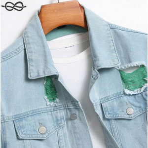 Veste en jean à manches longues décontractée pour hommes, printemps et automne, coupe ample, avec poches à rabat et design déchiré - Product Image 3