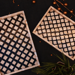 Bandeja de servicio rectangular de tamaño personalizable Bandeja de resina de nácar India hecha a mano de alta calidad Bandeja de servicio de la mejor calidad - Product Image 5