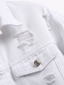 Outerwear <b>White</b> Japanese Premium Ripped <b>Denim</b> Jean <b>White</b> Jean <b>Jacket</b> Top for Men - Product Image 6
