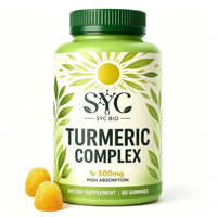 Bonbons gélifiés au curcuma OEM SYC, formule 500 mg, absorption ultra-élevée, naturel, 60 capsules/flacon, pour le soutien des os et des articulations chez l'adulte
