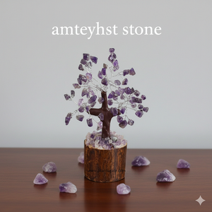 Feng Shui fait à la main petit arbre de pierre d'améthyste 60 perles puce cristal décor pour chambres pierre précieuse parfaite favoriser un sommeil réparateur - Product Image 1