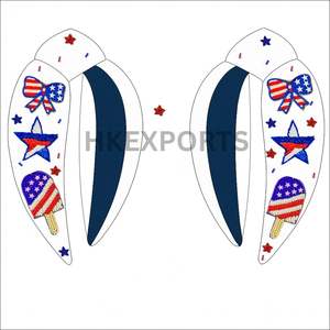 USA Patriotic Bow Baseball Ice Pop Beaded Bandeau Rouge Blanc Bleu Drapeau Américain Accessoire Cheveux - Product Image 3