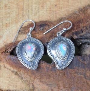 Opal Gemstone Spinner Pendientes 925 Plata de ley sólida Hecho a mano Niñas Moda para mujeres Cuelga 925 Sello Joyería de plata - Product Image 2
