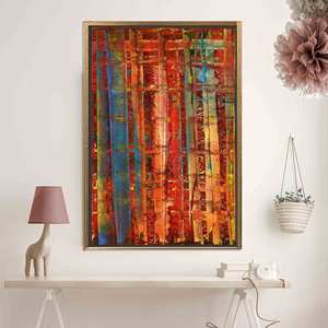 Toile imprimée abstraite Vivid Gerhard Richter : Art moderne pour la maison, toile encadrée dorée - Product Image 1