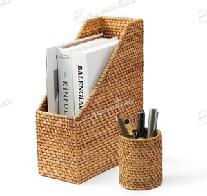 Factory Price Natural Rattan Book Basket Eco-Friendly Portable Rattan Magazine Stand for Office Table Bamboo Home Furniture Mall - Product Image 4