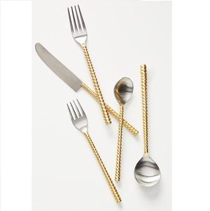 Nouveaux ensembles de couverts de couverts à poignée de designer de couleur argent et or pour ensemble de 5 couverts classiques en acier inoxydable de restaurant - Product Image 4