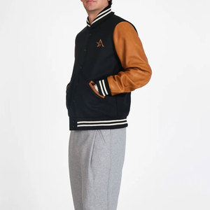 แจ็คเก็ตหนังทรง Letterman สไตล์วิทยาลัย ตกแต่งอย่างมีสไตล์ เหมาะสำหรับฤดูหนาว สำหรับผู้ชาย - Product Image 4