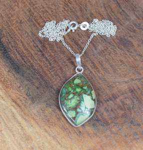 Colgante de Turquesa Verde Cobre, Plata de Ley 925, Joyería de Piedras Preciosas Hecha a Mano, Elegante Collar para Mujer, Regalo - Product Image 6