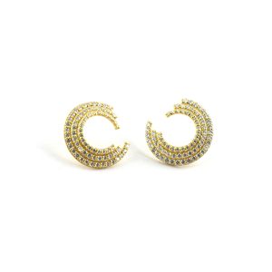 Clous d'oreilles en diamant pour femmes en or massif 14k Vrai diamant avec or massif pour femmes élégantes - Product Image 3
