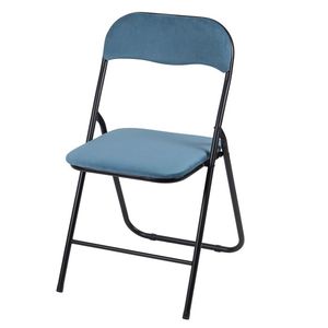 Sedia da Pranzo Pieghevole Effetto Velluto Teal, Design Elegante e Alla Moda - Product Image 1