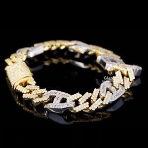 Diamants ronds et baguettes de laboratoire Hip Hop Cuban Link Bracelet Bijoux en argent sterling 925 - Product Image 3