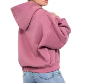 Nouveautés Velours léger 100% coton sweats à capuche pour femmes épaule tombante manches longues pour l'hiver vêtements de plein air Logo avant - Product Image 4