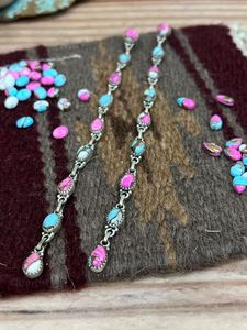 แฮนด์เมดสเตอร์ลิงเงินคอตตอนลูกอมเทอร์ควอยซ์ต่างหูห้อยเครื่องประดับ Boho ของขวัญสำหรับสีพาสเทลอ่อนของเธอ - Product Image 2