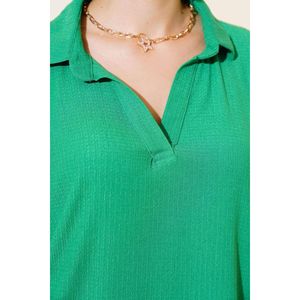 Blusa informal formal de manga crepé para mujer en Top largo de punto de encaje con botón de decoración logotipo personalizable para Primavera/Verano - Product Image 2