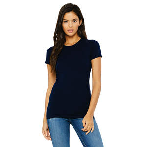 T-Shirt Slim pour femmes, 100% Airlume, en coton peigné et anneau, 32 simple, 4.2 oz, bleu marine - Product Image 1