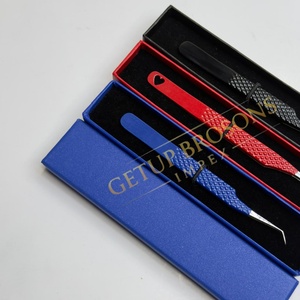 Pince à épiler GETUP BROSONS IMPEX en acier inoxydable avec pointe rouge/bleue/noire, acrylique, anti-magnétique, anti-statique, préhension fine et parfaite - Product Image 1