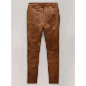 กางเกงหนัง PU ดีไซน์ล่าสุด แฟชั่นฤดูใบไม้ร่วง-ฤดูหนาว เอวสูง น้ำหนักเบา สีดำล้วน กันลม เป็นมิตรกับสิ่งแวดล้อม - Product Image 2