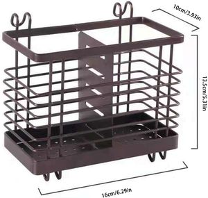 Porte-ustensiles égouttoir et organisateur suspendu support à couverts en métal pour panier de rangement de couverts de cuisine Caddy porte-couverts - Product Image 3