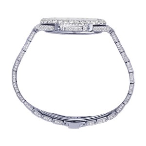 Fashion Iced Out Moissanite Quartz <b>Watch</b> with Glass Dial <b>Black</b> Roman Numerals - Product Image 5