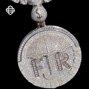 จี้รูปวงกลมสไตล์ฮิปฮอปพร้อมร่ม3D และกระเป๋าใส่เงินสร้อยคอเพชรชุบทองเครื่องประดับแบบสั่งทำ - Product Image 3