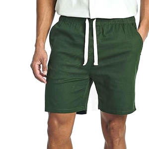Short de marche décontracté en coton pour hommes entrejambe de 7 pouces cordon de serrage réglable taille poche arrière Gym respirant été vêtements de détente - Product Image 5
