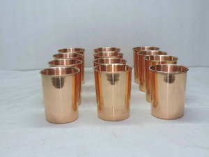 Verre à eau classique en cuivre pur, couvercle, utilisation sur table de cuisine, fait à la main, poli, étanche, compatible micro-ondes, écologique, jetable - Product Image 3