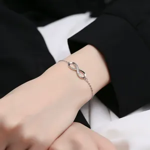 สร้อยข้อมือผู้หญิงโรสโกลด์925เงินสเตอร์ลิงรักอินฟินิตี้เพทายคู่รักมิตรภาพ - Product Image 4