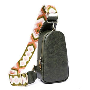 New Arrivals Custom Logo Crosshatch Sling <b>Bag</b> Black Cotton Polyester Travel <b>Crossbody</b> with <b>Nylon</b> Lining Multiple Pockets <b>Bag</b> - Product Image 1