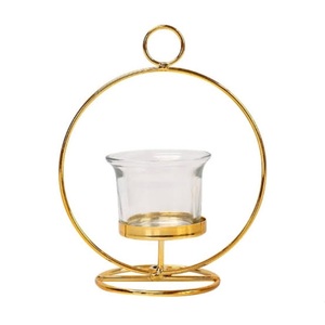 Support de bougie luxueux, finition antique, support en métal, base en bois, bougeoir votif de haute qualité pour la décoration de fêtes - Product Image 3