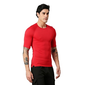 Camiseta de Compresión para Hombre, de Poliéster y Elastano, Elástica, de Secado Rápido, Transpirable, para Gimnasio y Deportes, Personalizable con Logotipo OEM Privado - Product Image 3