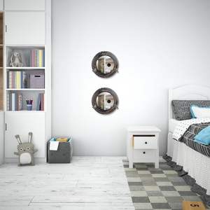 Miroir de hublot en aluminium 15 pouces - Décoration murale nautique, Miroir nautique, Miroirs de salle de bain nautiques - Product Image 3