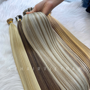 Extensiones de cabello humano vietnamita con punta I Bonded de queratina No química sin procesar 8-40 pulgadas de longitud máquina colorida trama Doble - Product Image 5