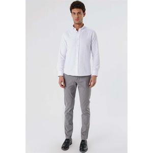 Camicia bianca a maniche lunghe con stampa Oxford in cotone Pocketless classica Slim Fit 1004230165 - Product Image 5