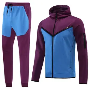 新款时尚设计顶级运动服训练慢跑服运动服套装长袖拉链两件套纯棉套装