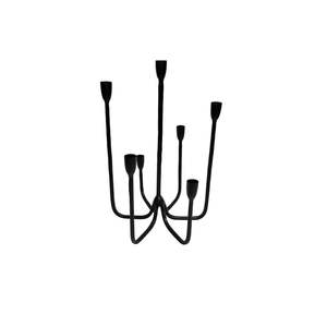 Ensemble de bougeoirs minimalistes abstraits en aluminium, élégant support de bougeoir noir mat et laiton pour bougies coniques, accent de décoration intérieure - Product Image 2