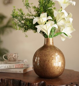 Antique Style Printed Round Metal Flower Vase for Bedroom, Vintage Decorative Printed Vase for Living Room & Table Decor - Product Image 3
