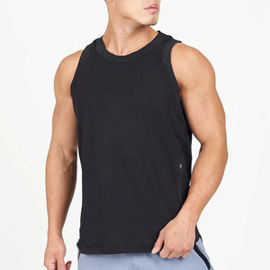 Camiseta sin mangas de gimnasio para hombre con estampado Offset personalizado, secado rápido, transpirable, elástico en 4 direcciones, cuello redondo, dobladillo curvo, 100% algodón para entrenamiento - Product Image 4