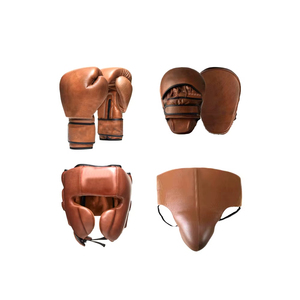 Nouvel ensemble de boxe en cuir véritable de haute qualité, ensemble de grappling et de sparring, logo personnalisé, design personnalisé, ensemble de boxe noir à lacets, ensemble de boxe gagnant - Product Image 1