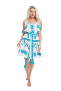 OEM vente en gros Boho soirée tenue de soirée vêtements sexy à manches courtes pour femmes meilleurs vêtements décontractés blanc brodé ukrainien - Product Image 4