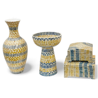 Vase et coffret décoratif modernes faits à la main en nacre avec incrustation élégante de coquillages pour centre de table, provenant du Vietnam