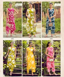 Conjunto ligero de rayón Kurti de moda con estampado floral Ropa de fiesta de secado rápido para niñas de oficina y Collage - Product Image 6