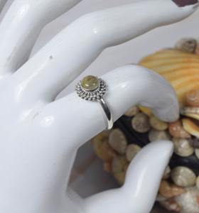 Anillo de cabujón de piedras preciosas de rutilo dorado natural hecho a mano 925 sólida plata esterlina 925 joyería de plata estampada anillo de moda - Product Image 2