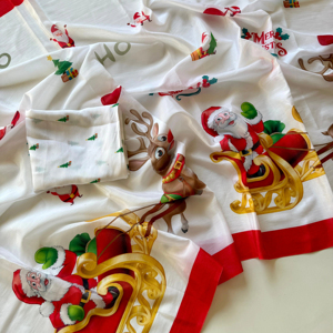 Hot Selling Designer Fancy Soft Shinon saree With Beautiful Santa Premium Digital Printed Christmas Saree in India - Product Image 1