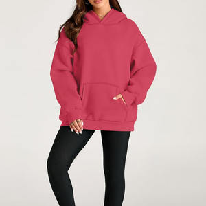 Vente en gros pas cher prix Drop-épaule polaire matériel femmes pull à capuche Streetwear femmes pull goutte épaule à capuche à capuche - Product Image 2