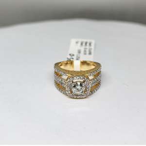 Anillo de Compromiso de Lujo con Halo, Chapado en Oro Amarillo de 14K y Rodio, Combinación de Diamantes Naturales, Certificado IGI, Disponible para Exportación - Product Image 6