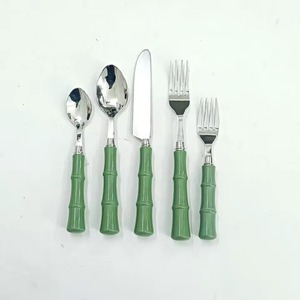 Couverts en acier inoxydable plaqué couleur argent couverts salle à manger cuisine maison Restaurant utilisation ensemble de 3 fourchette couteau cuillère manche violet - Product Image 4