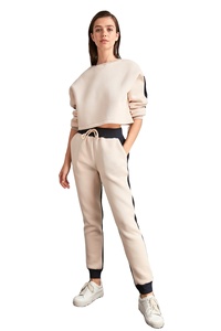 Ensemble deux pièces personnalisé pour femme, survêtement d'hiver, col rond, grande taille, 100% coton épais, streetwear de haute qualité - Product Image 2