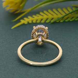 Estilo antiguo 1Ct corte ovalado VVS laboratorio cultivado diamante chapado en oro plata esterlina 925 doble Halo solitario anillo de compromiso para mujer - Product Image 4