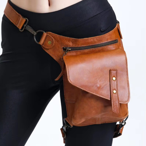 Último diseño 2025 bolso de pierna de cuero genuino cremallera de moda portátil impermeable personalizable Mini bolso de cintura para Unisex 2017 - Product Image 1